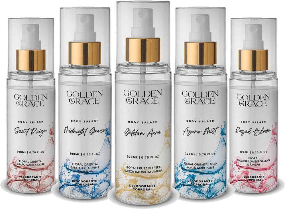 Os cinco body splash da linha Golden & Grace